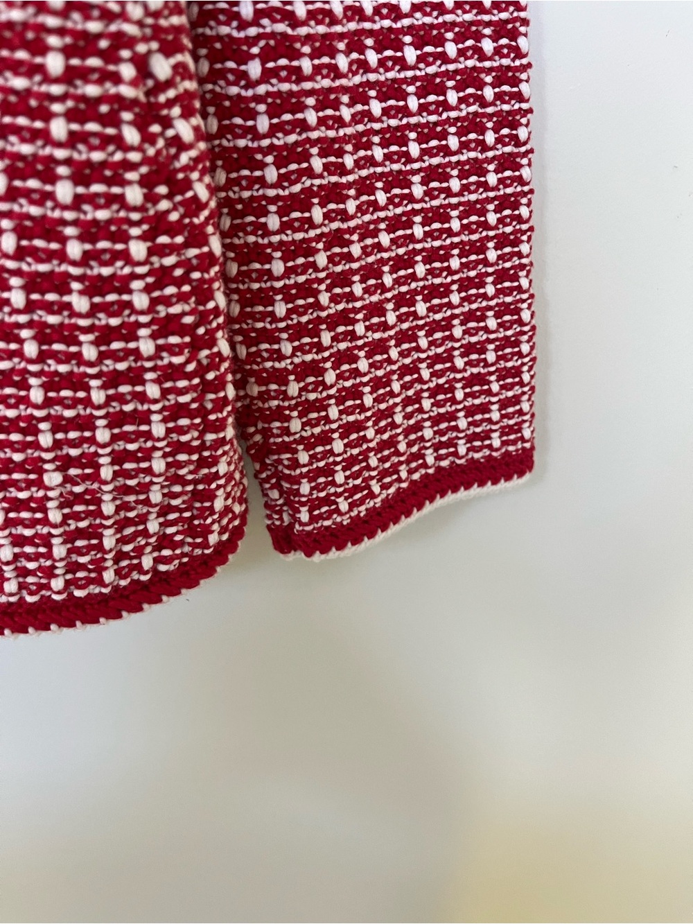 Talbots ~ Classic Red & White Tweed Knit Cardigan ~ Large ~ New with Tags - Picture 9 of 10
